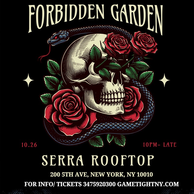 Obtenga información y compre entradas paraSerra Rooftop Forbidden Garden Halloween party 2024  on oct. 26, 22:00 @Serra Rooftop | GametightNY