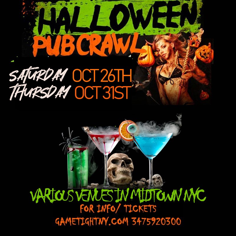 Get information & buy tickets to NYC Halloween Pub Crawl 2024 only $15  on Oct 26, 17:00 @Iron Bar & Lounge | GametightNY