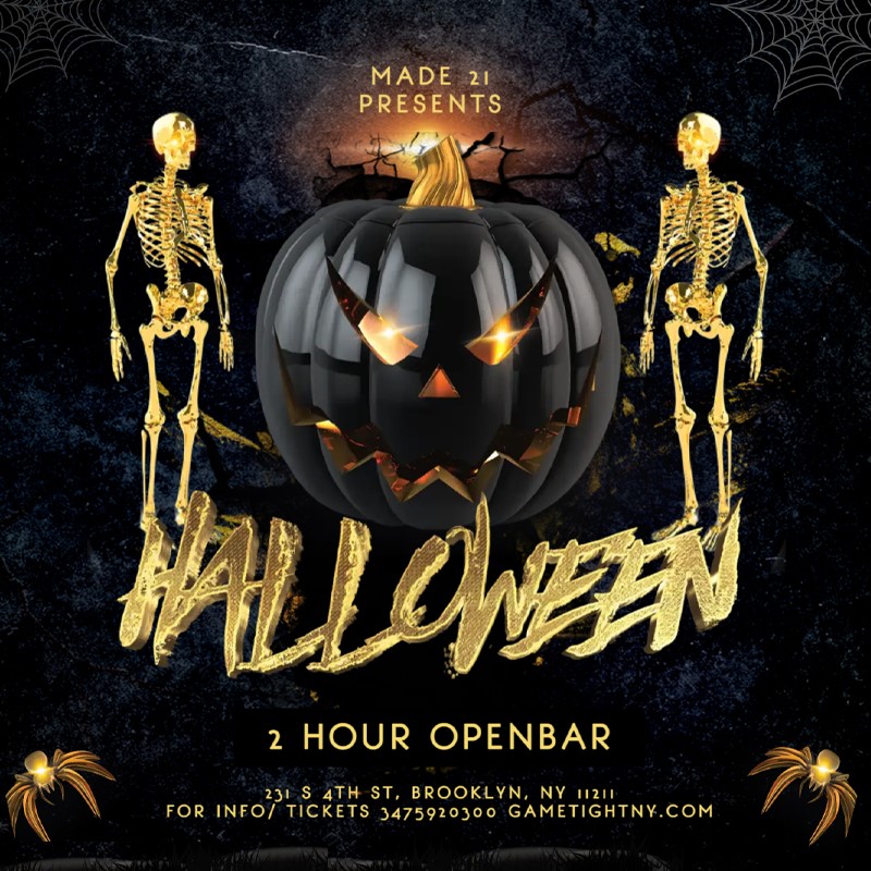 Obtenez des informations et achetez des billets pourMade 21 Williamsburg Halloween Openbar party 2024  on oct. 26, 22:00 @Made 21 Lounge | GametightNY