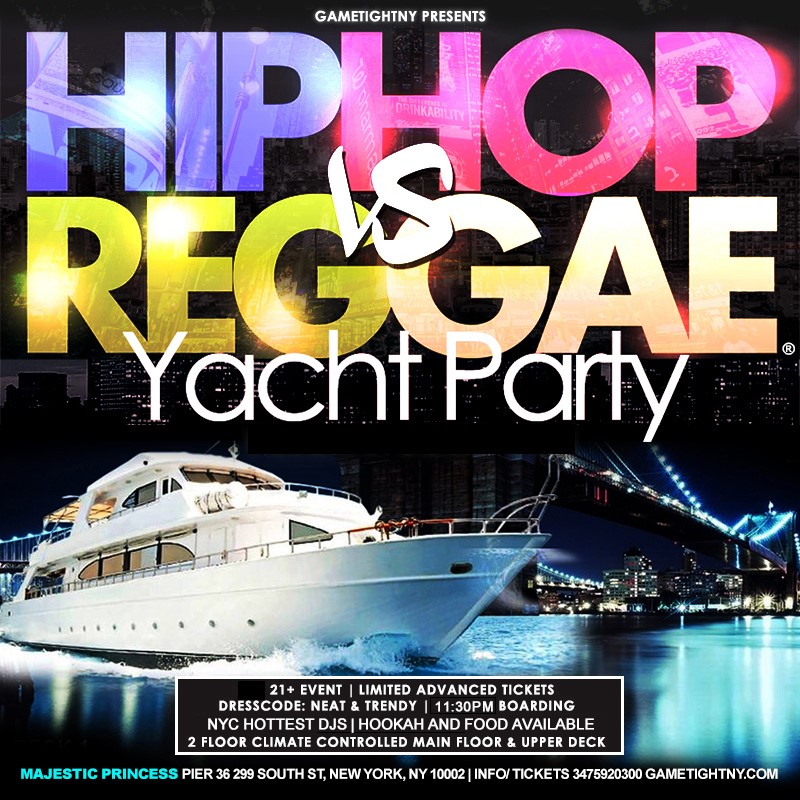 Obtenez des informations et achetez des billets pourFriday NYC HipHop vs. Reggae® Cruise Majestic Princess Yacht party Pier 36  on avr. 04, 23:00 @Pier 36