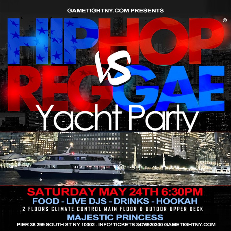 Get information & buy tickets to MDW NYC HIP HOP VS REGGAE® NYC SUNSET CRUISE MAJESTIC PRINCESS PIER 36  on May 24, 18:00 @Pier 36 | GametightNY