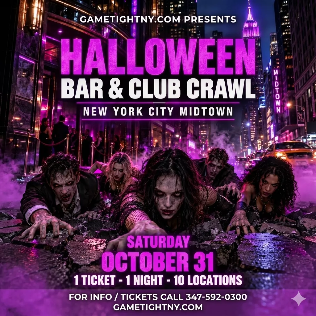 Get information & buy tickets toNYC HALLOWEEN PUB CRAWL 2026 ONLY $15  on Oct 31, 17:00 @Iron Bar & Lounge | GametightNY