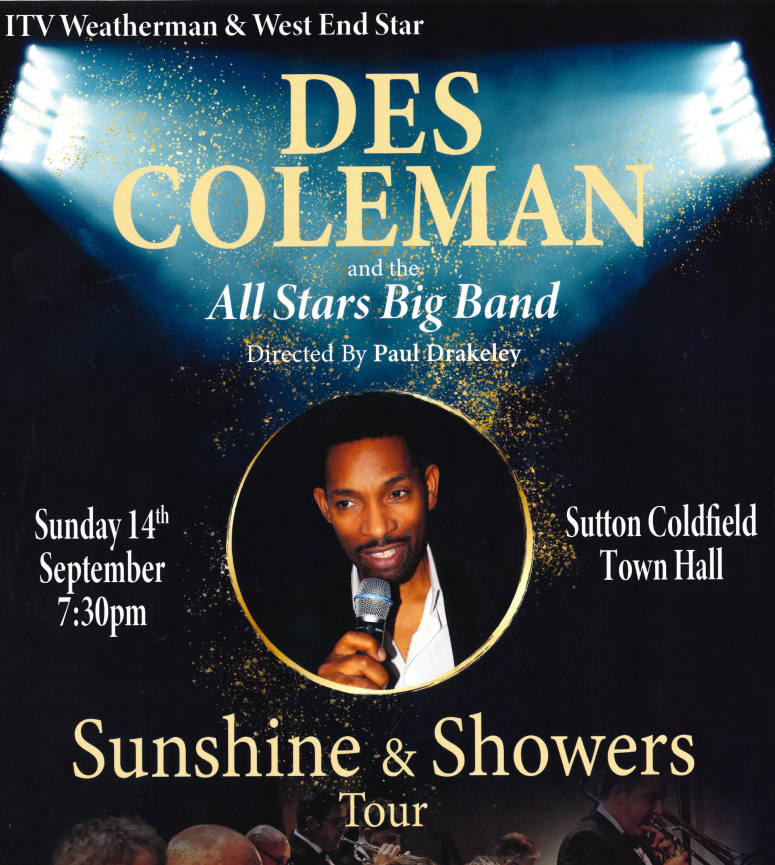 Get information, pick a seat & buy tickets to Des Coleman - Sunshine and Showers Tour  on Sep 14, 19:30 @Standard capacity | Sutton Coldfield Town Hall