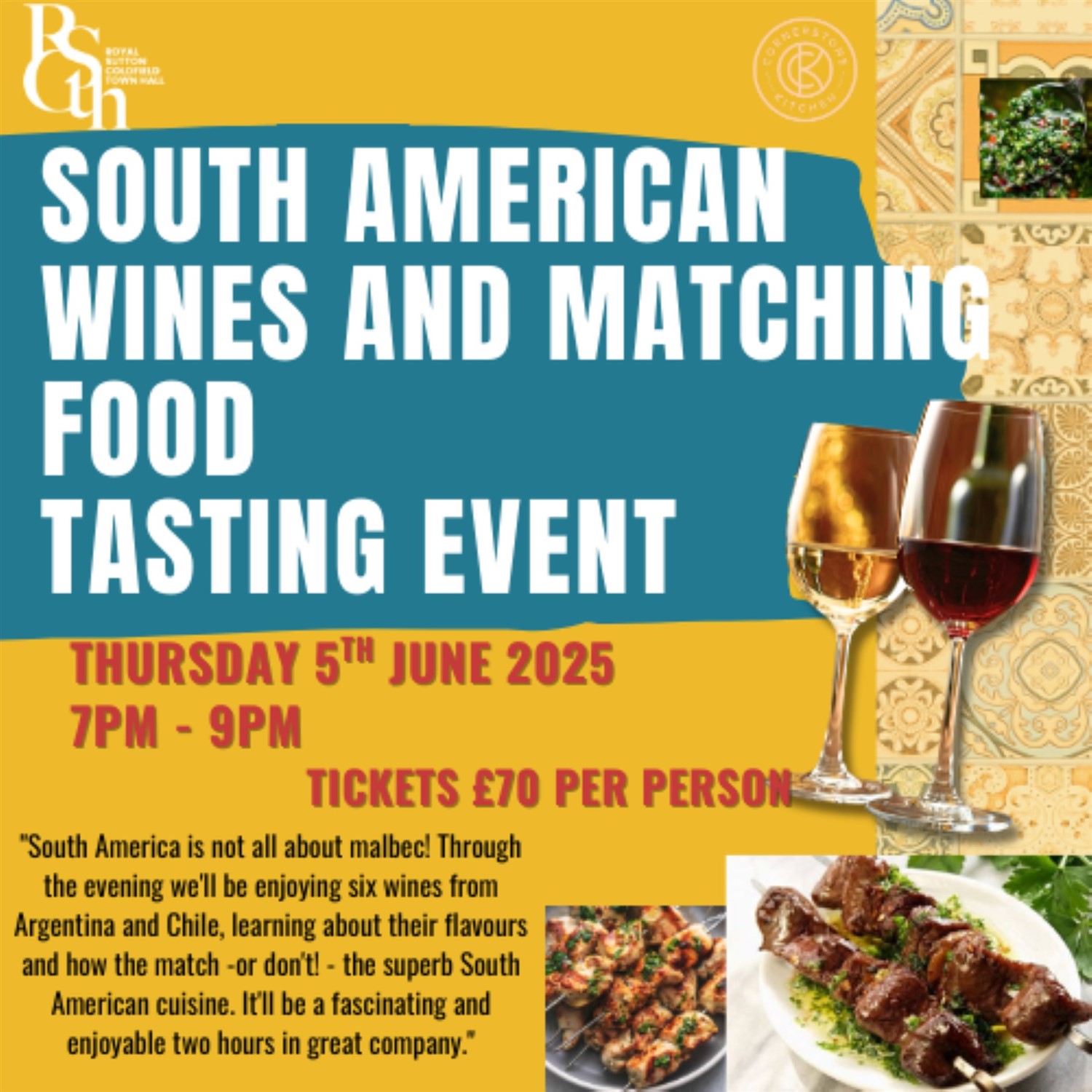 Get information & buy tickets to South American Wine & Food Tasting Event on Jun 05, 19:00 @Unallocated Seating Sutton Coldfield Town Hall