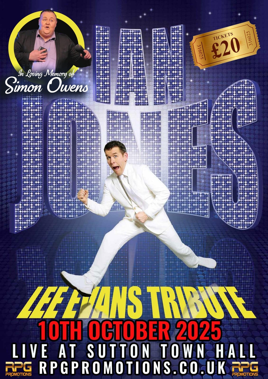 Get information, pick a seat & buy tickets toLee Evans Tribute  on Oct 10, 19:30 @Standard capacity | Sutton Coldfield Town Hall