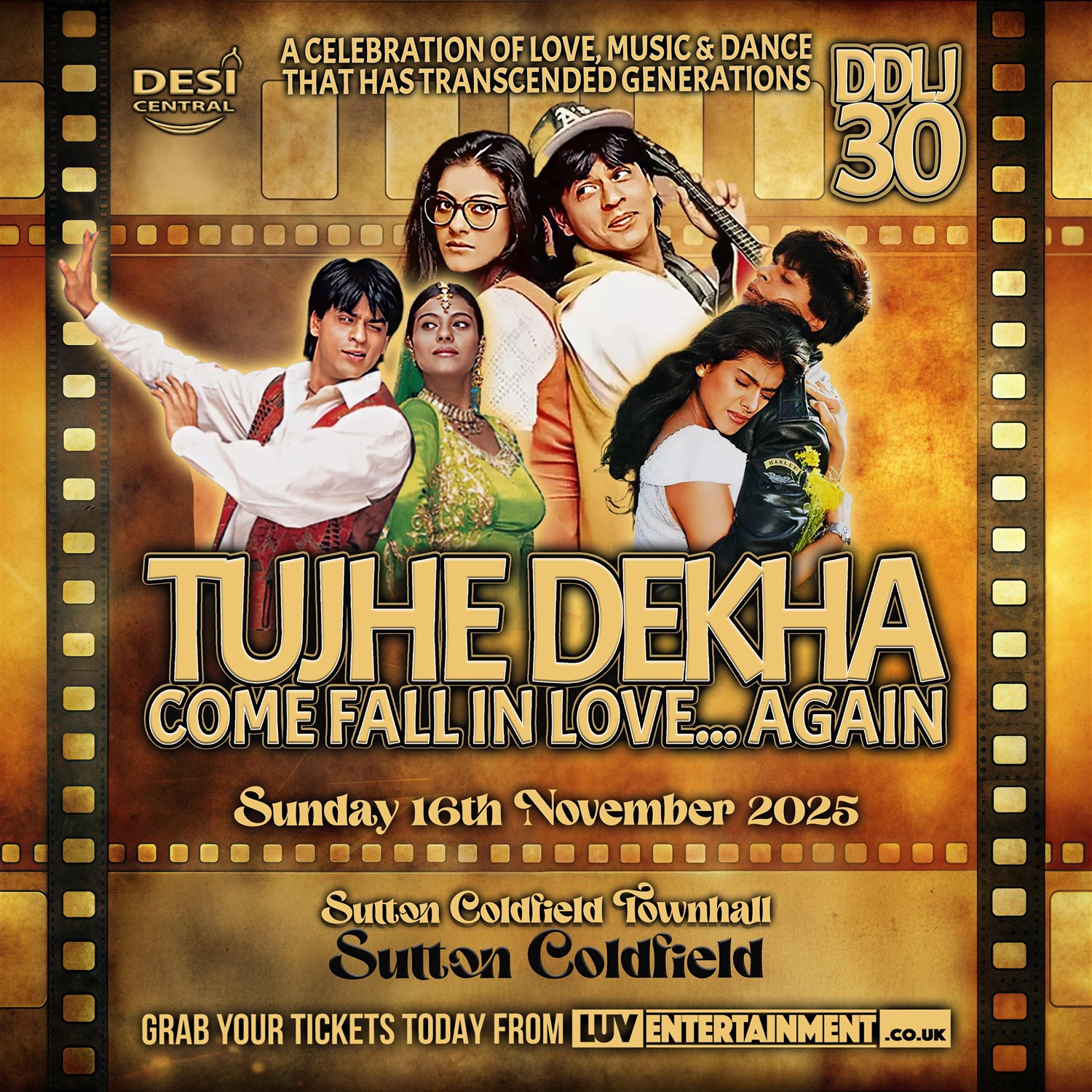 Get information, pick a seat & buy tickets toTujhe Dekha: Come Fall in Love Again Celebrating 30 Years of DDLJ on Nov 16, 19:30 @Standard capacity