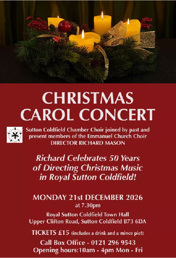 Get Information and buy tickets to Christmas Carol Concert  on Sutton Coldfield Town Hall
