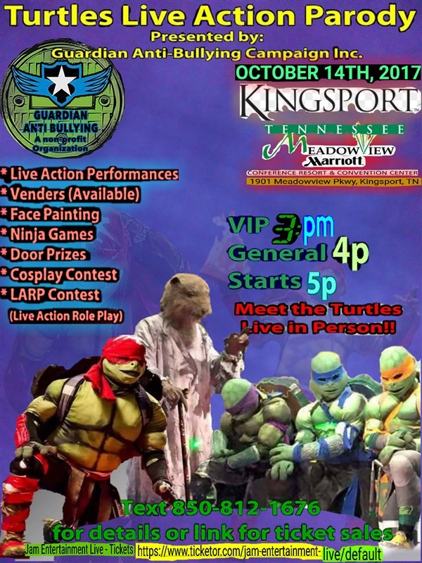 Get Information and buy tickets to KINGSPORT TURTLES LIVE ACTION PARODY SHOW  on Jam Entertainment Live
