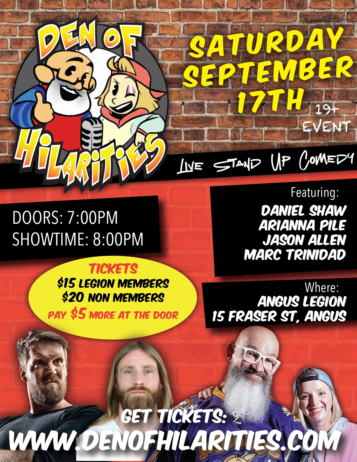 Angus Legion Comedy Show  on sep. 17, 20:00@Angus Legion Hall - Buy tickets and Get information on Marc Trinidad Ent 
