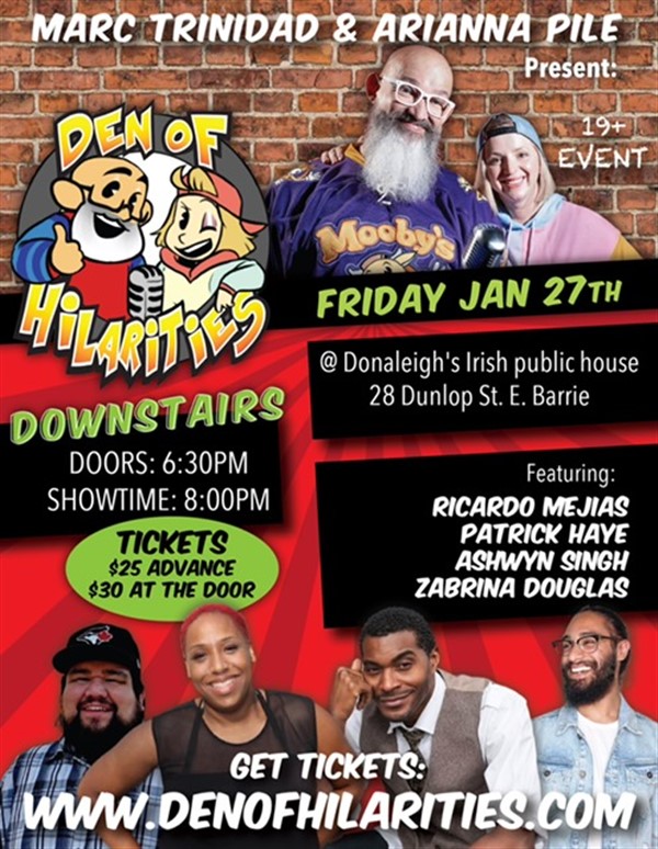 Donaleigh’s Den of Hilarities Stand up Comedy on Jan 27, 20:00@Donaleigh's Irish Pub - Buy tickets and Get information on Marc Trinidad Ent 