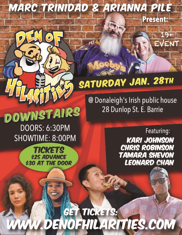 Donaleigh’s Den of Hilarities Stand up Comedy on Jan 28, 20:00@Donaleigh's Irish Pub - Buy tickets and Get information on Marc Trinidad Ent 