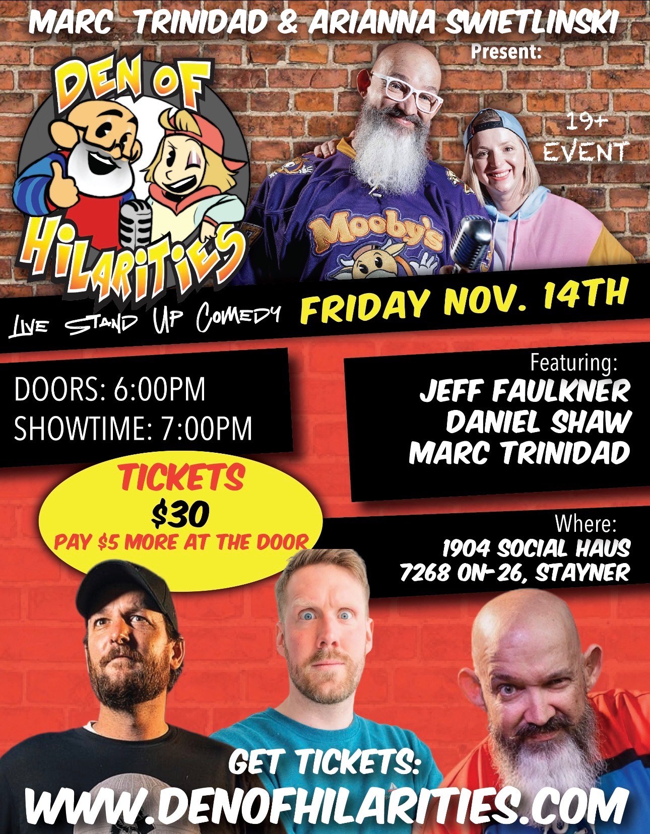 Get information & buy tickets toDen of Hilarities 1904 Social Haus on Nov 14, 19:00 @1904 Social Haus | Marc Trinidad Ent