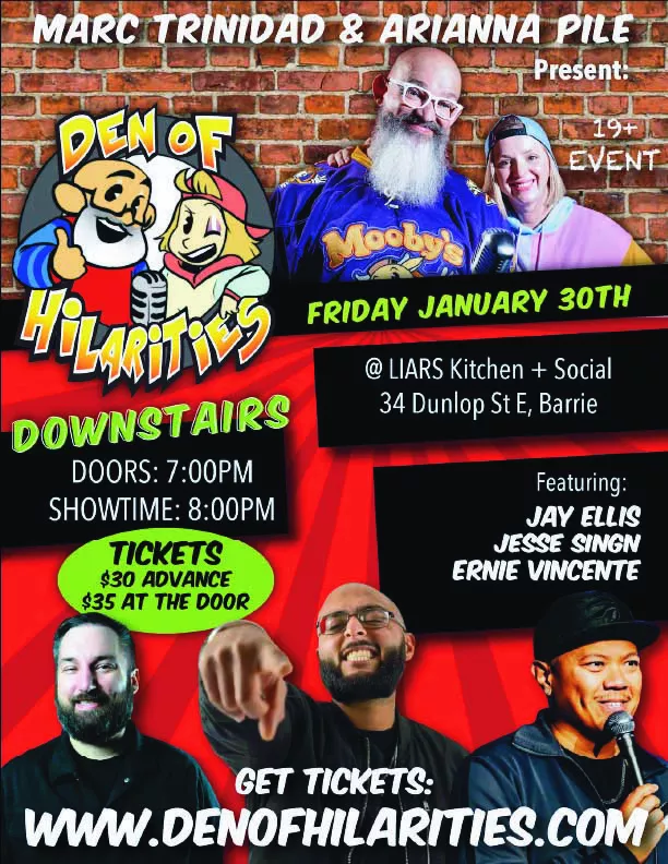 Get information & buy tickets toDen of Hilarities Liars Kitchen + Social on Jan 30, 20:00 @Liars Kitchen + Social | Marc Trinidad Ent