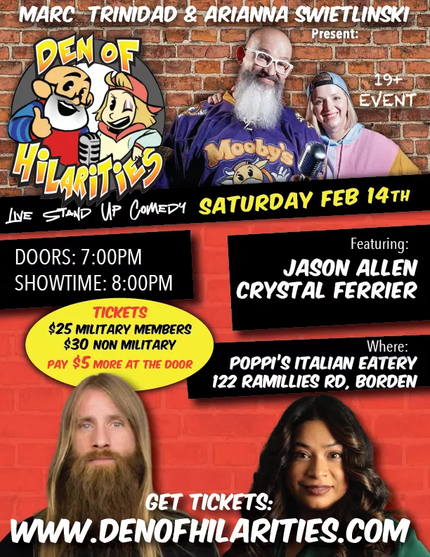 Get information & buy tickets toDen of Hilarities - Poppies Italian Eatery Stand up Comedy on Feb 14, 20:00 @Poppies Italian Eatery | Marc Trinidad Ent
