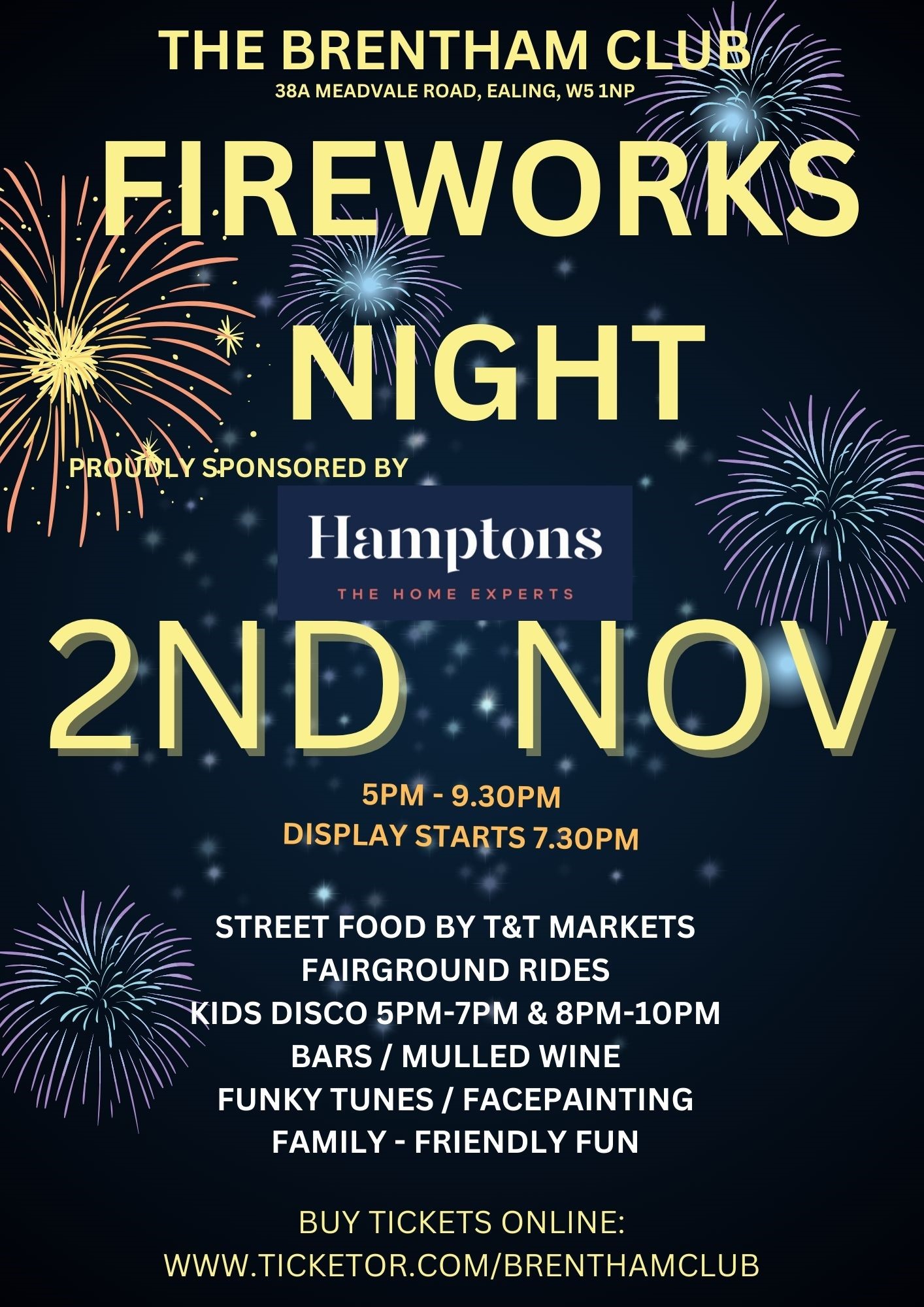 Obtenez des informations et achetez des billets pourFireworks 2024  on nov. 02, 17:00 @The Brentham Club | Brenthamclub.co.uk