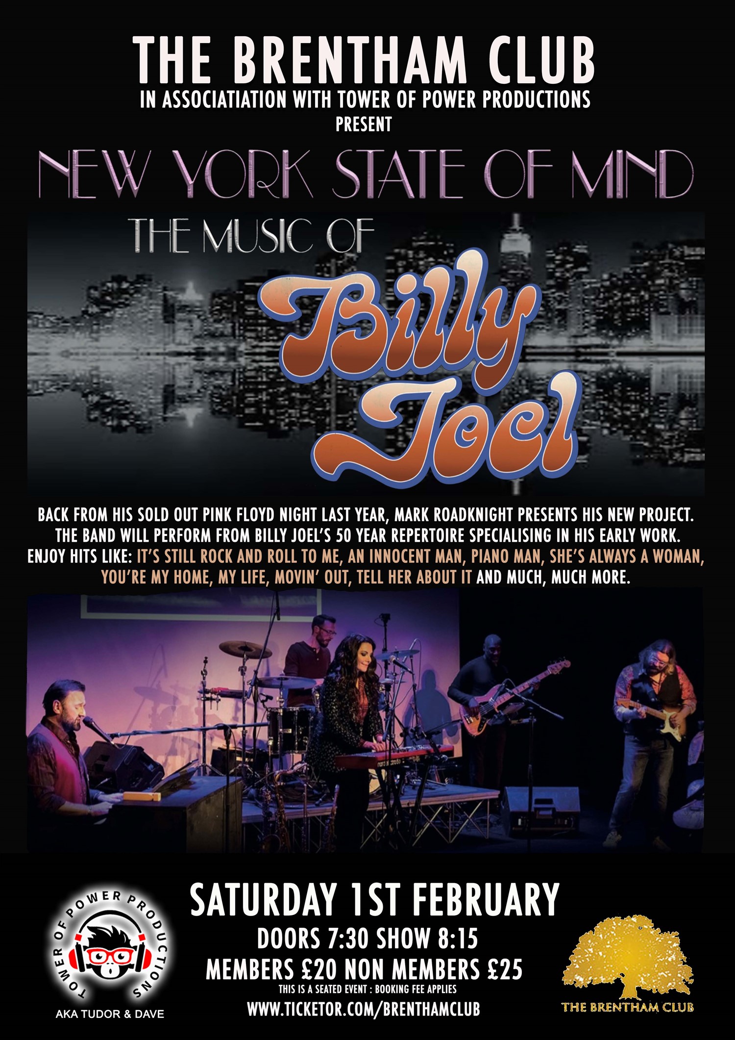 Get information & buy tickets to Billy Joel Tribute  on Oct 18, 20:00 @The Brentham Club | Brenthamclub.co.uk