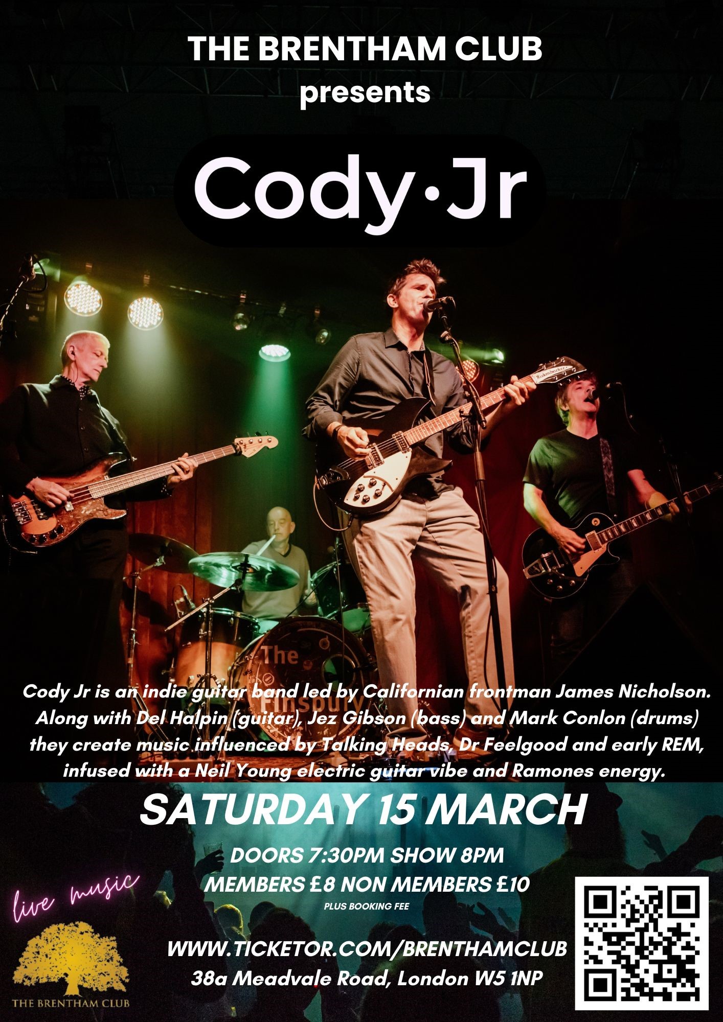 Get information & buy tickets to Cody Jr  on Mar 15, 20:00 @The Brentham Club | Brenthamclub.co.uk