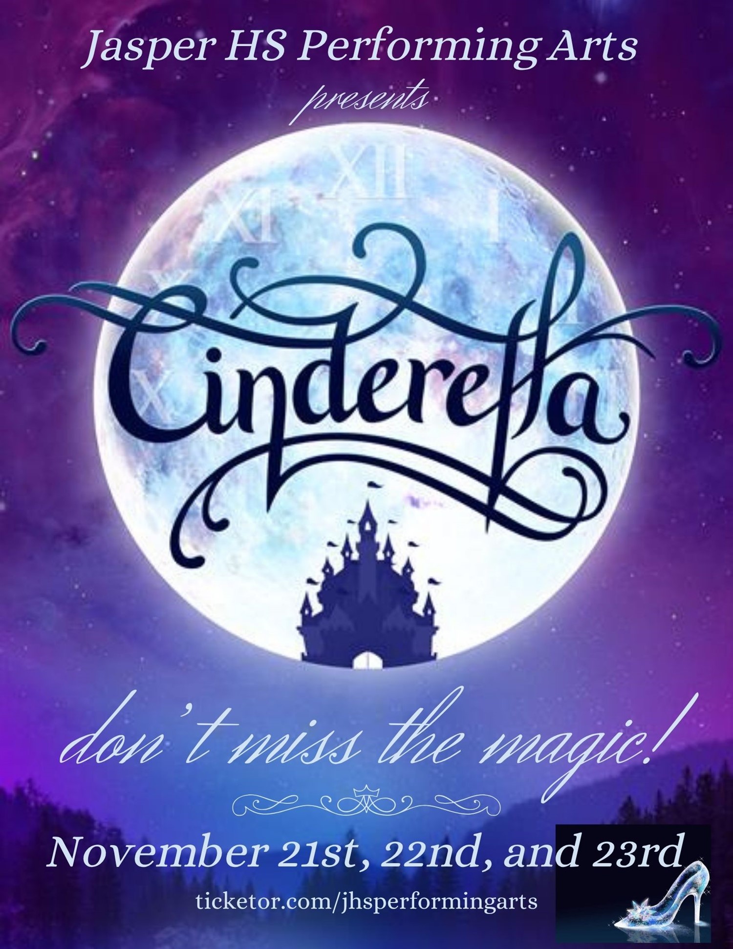 Get information, pick a seat & buy tickets toJHS PAC Fall Show 2025 Cinderella on Nov 21, 19:00 @Jasper High School Auditorium | JHS Performing Arts