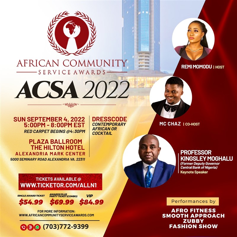 Get Information and buy tickets to 2022 African Community Service Awards Ceremony  on ALLN1 PRODUCTIONS INC