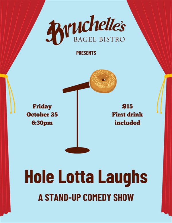 Obtenez des informations et achetez des billets pourCOMEDY NIGHT  on oct. 25, 18:30 @Bruchelle's Bagel Bistro | Bruchelle's Bagel Bistro