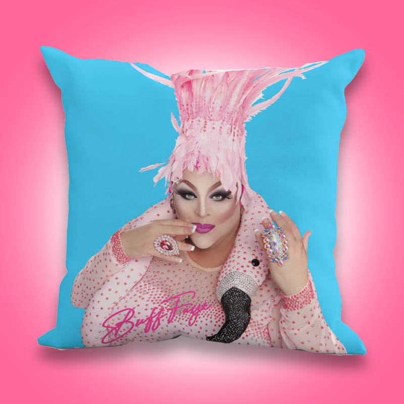 Pink Flamingo Buff Faye Designer Pillow