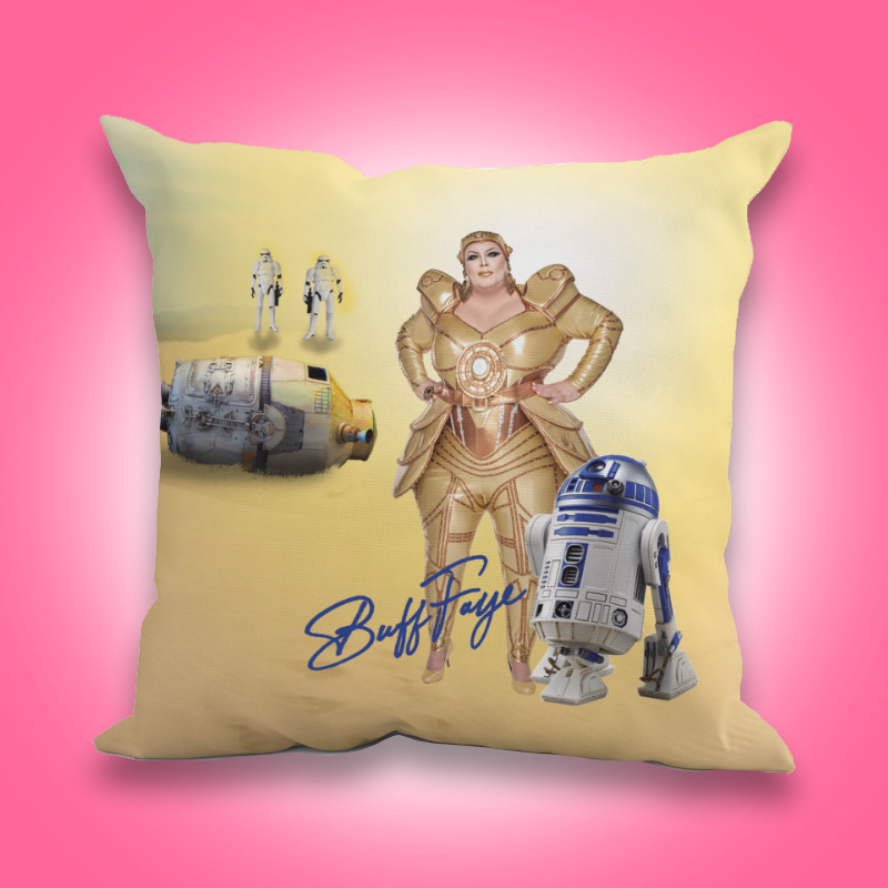 Drag C3PO Buff Faye Designer Pillow