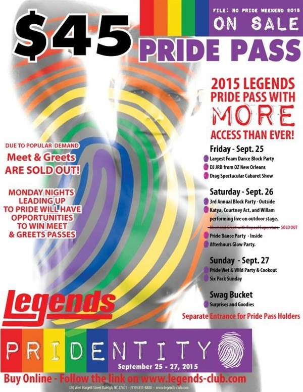 Get Information and buy tickets to Pride Pass  on Legends Nightclub
