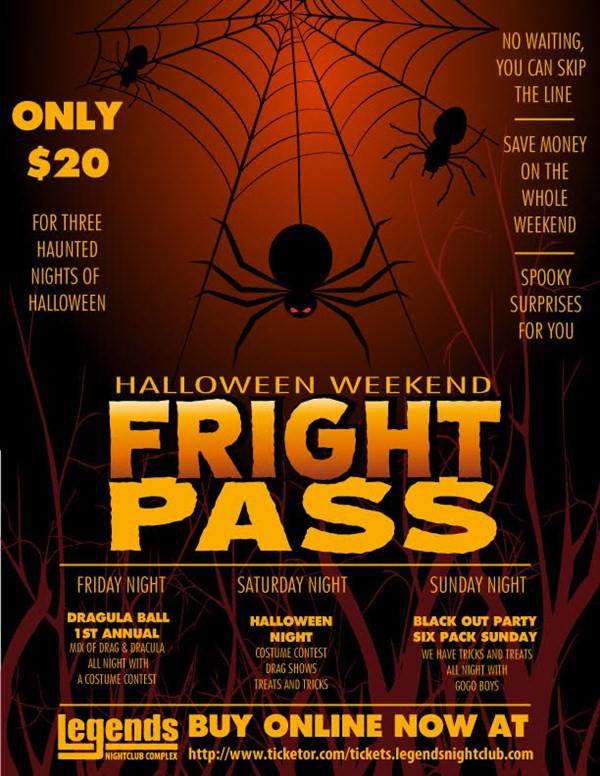 Get Information and buy tickets to Fright Pass 2015  on Legends Nightclub