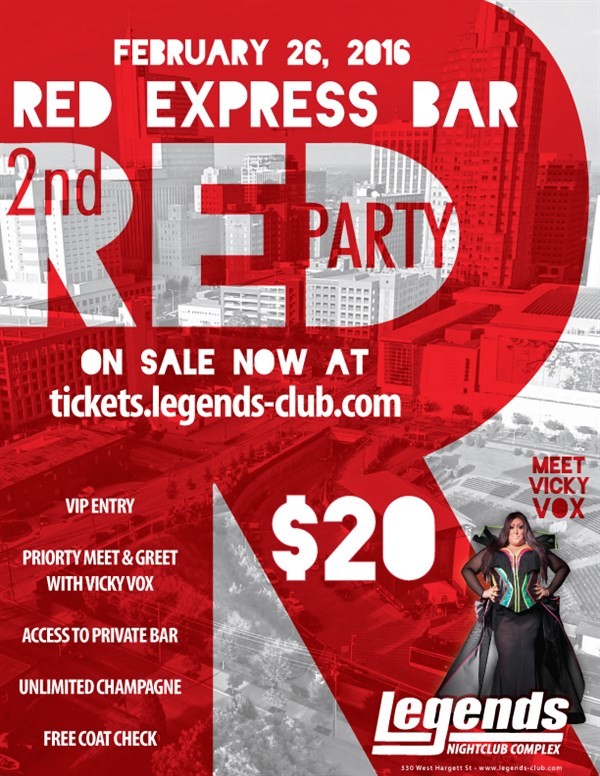 Get Information and buy tickets to Red Party Express Bar Pass  on Legends Nightclub