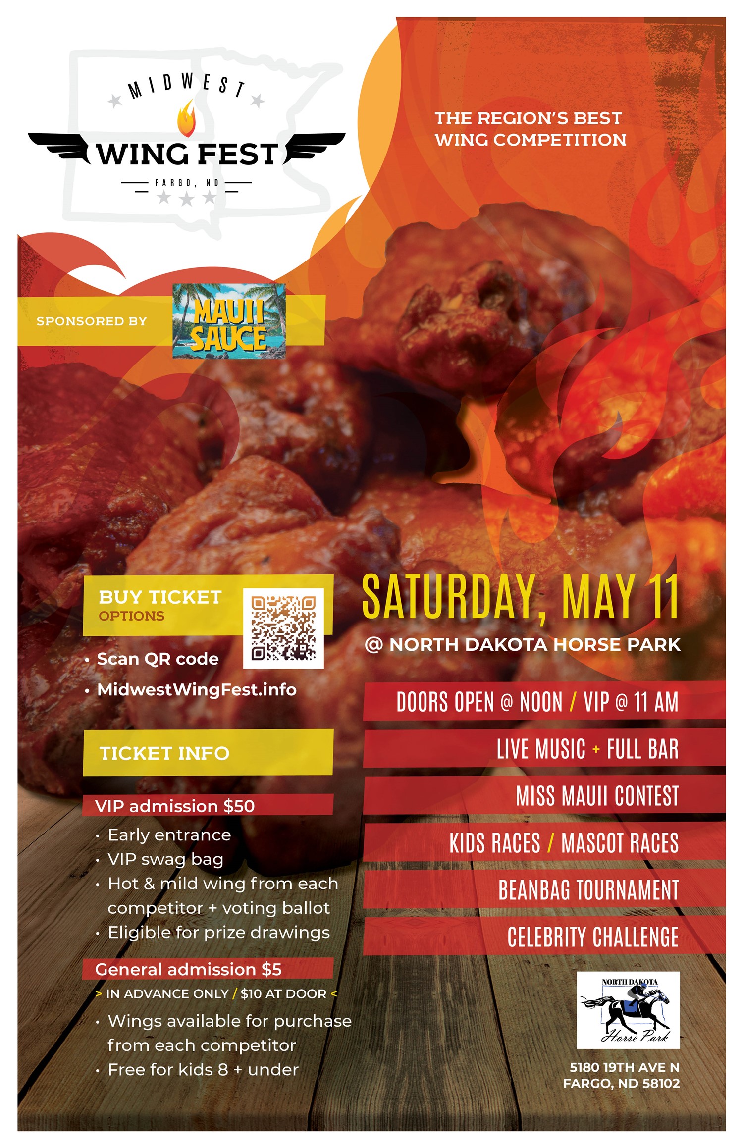 Midwest Wing Fest The region's best wing competition on may. 11, 12:00@North Dakota Horse Park - Compra entradas y obtén información enSidestreet Live / Four and Four 