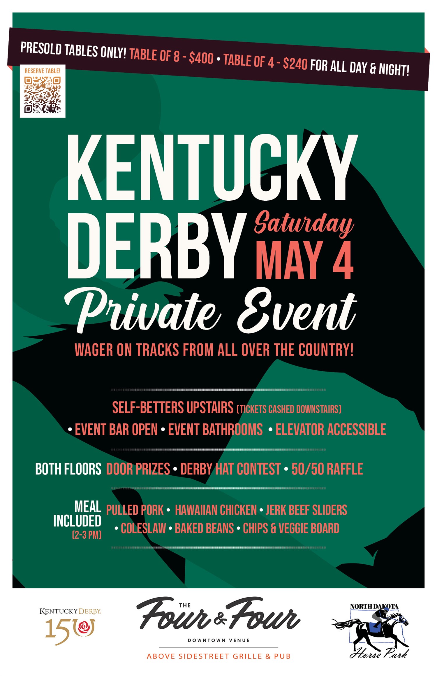 Kentucky Derby Private Event  on May 04, 10:00@The Four and Four, above Sidestreet Grille & Bar - Buy tickets and Get information on Sidestreet Live / Four and Four 