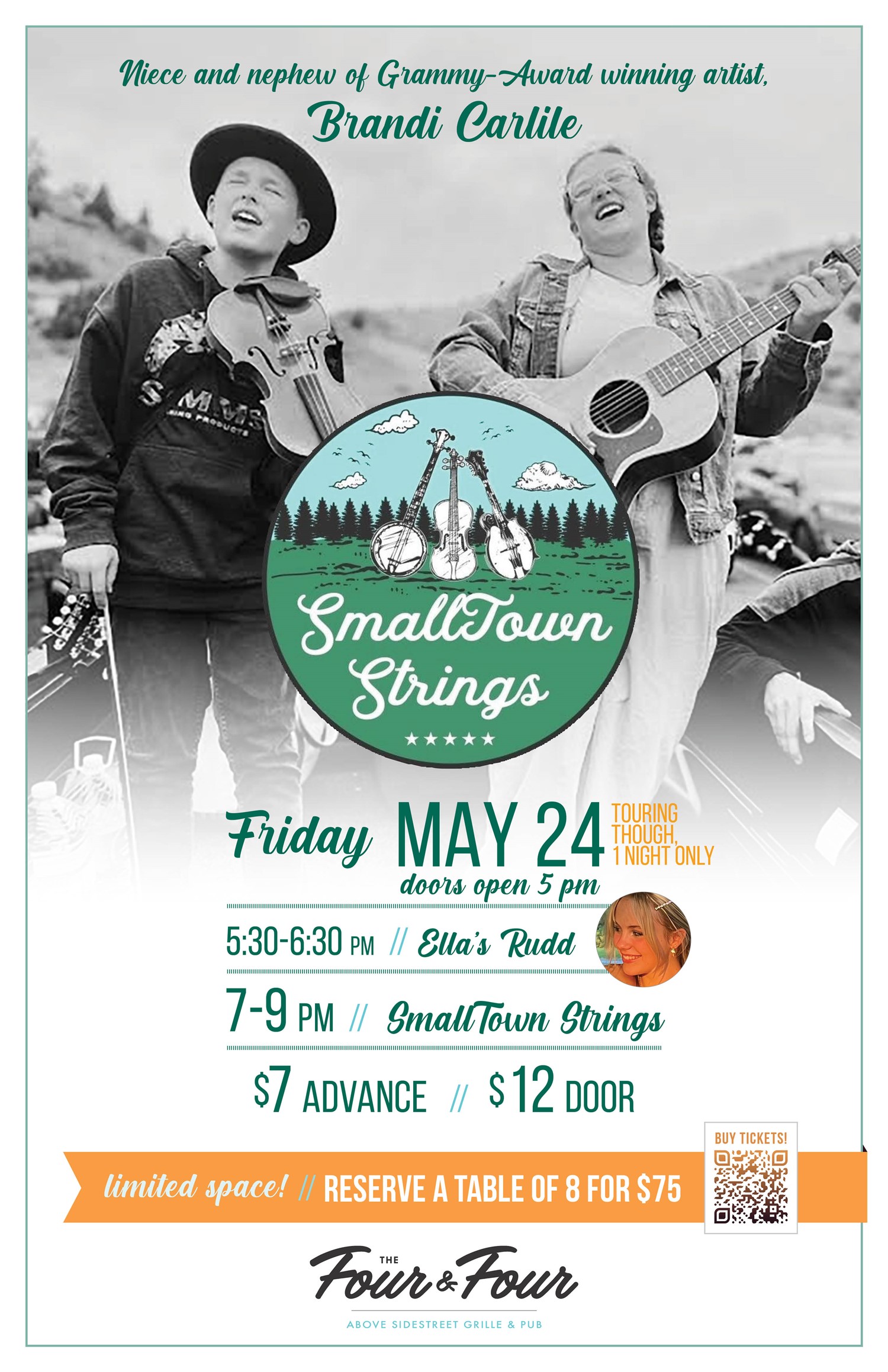 SmallTown Strings  on mai 24, 17:30@The Four and Four, above Sidestreet Grille & Bar - Achetez des billets et obtenez des informations surSidestreet Live / Four and Four 