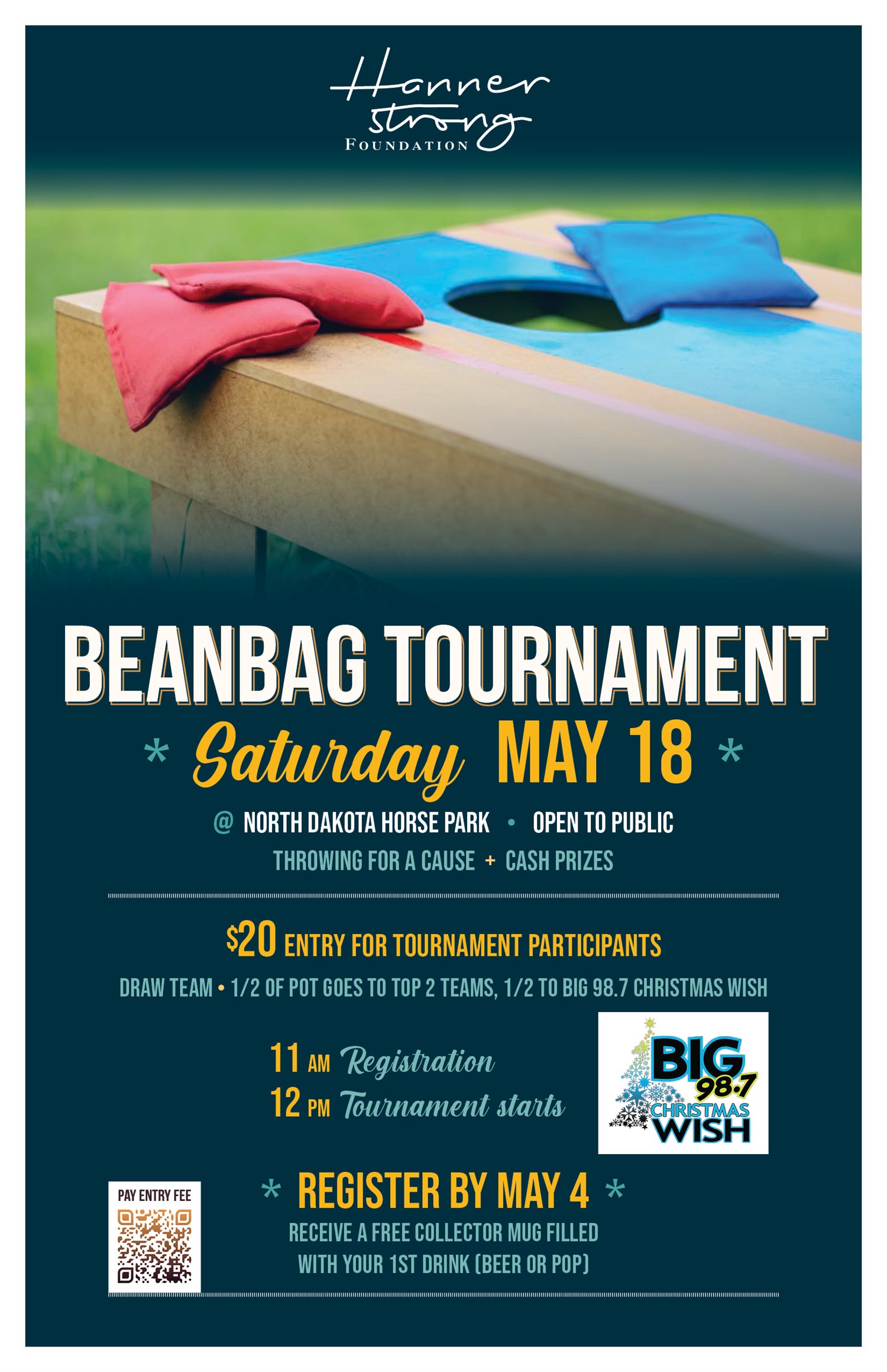 Hanner Strong Beanbag Tournament  on mai 18, 11:00@North Dakota Horse Park - Achetez des billets et obtenez des informations surSidestreet Live / Four and Four 