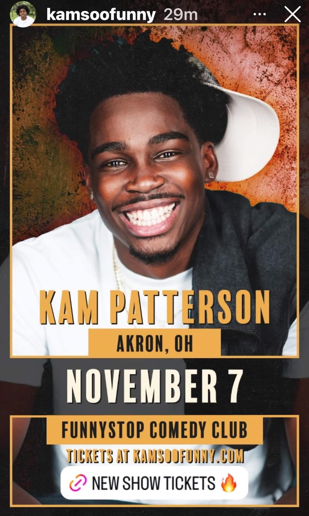 Get information & buy tickets to Kam Patterson - Thur. 7:15PM Show Funny Stop Comedy Club on Nov 07, 19:15 @Funny Stop Comedy Club | Funny Stop