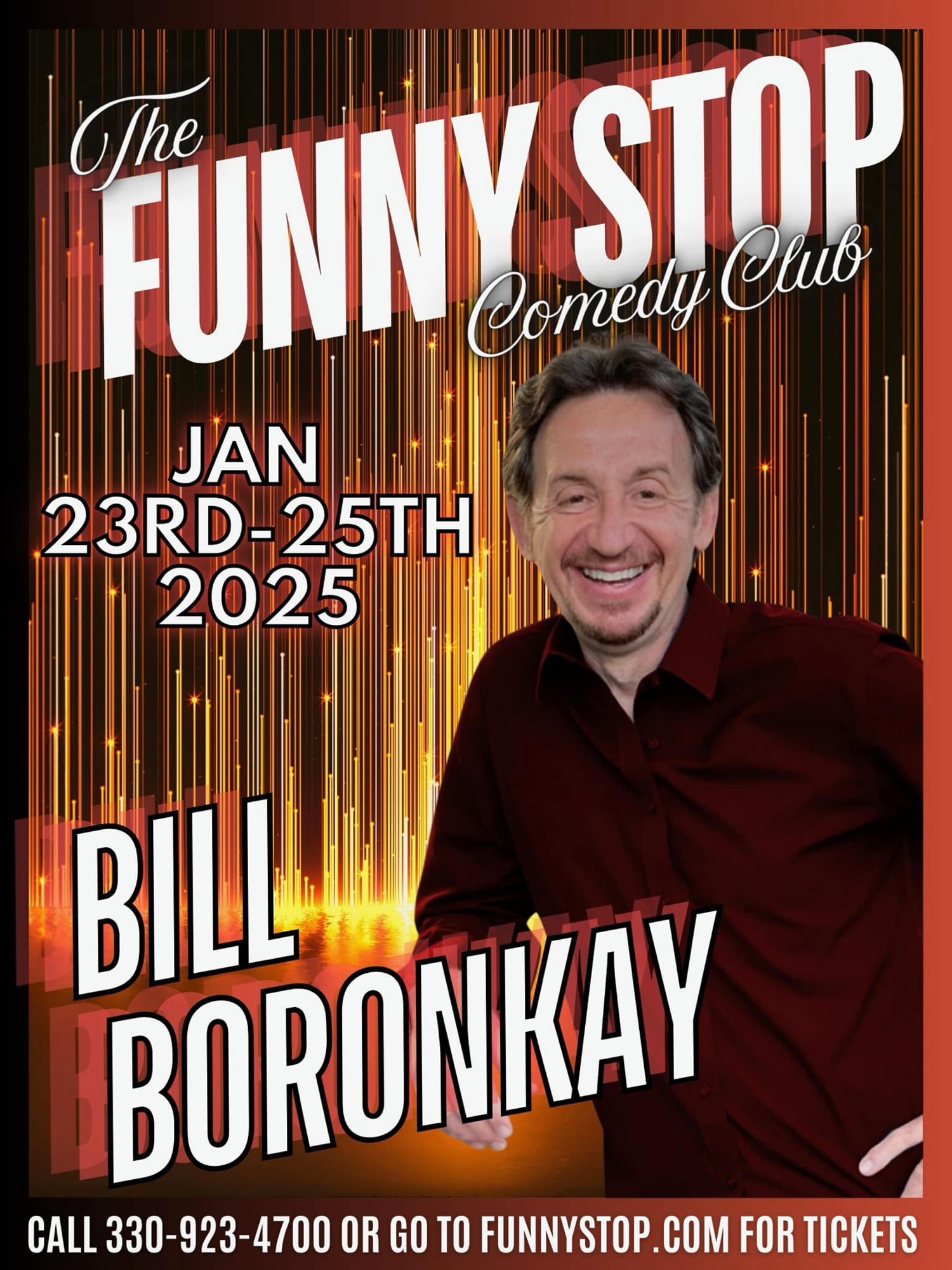 Obtenez des informations et achetez des billets pourBill Boronkay - Fri. 7:30 PM Show Funny Stop Comedy Club on janv. 24, 19:30 @Funny Stop Comedy Club