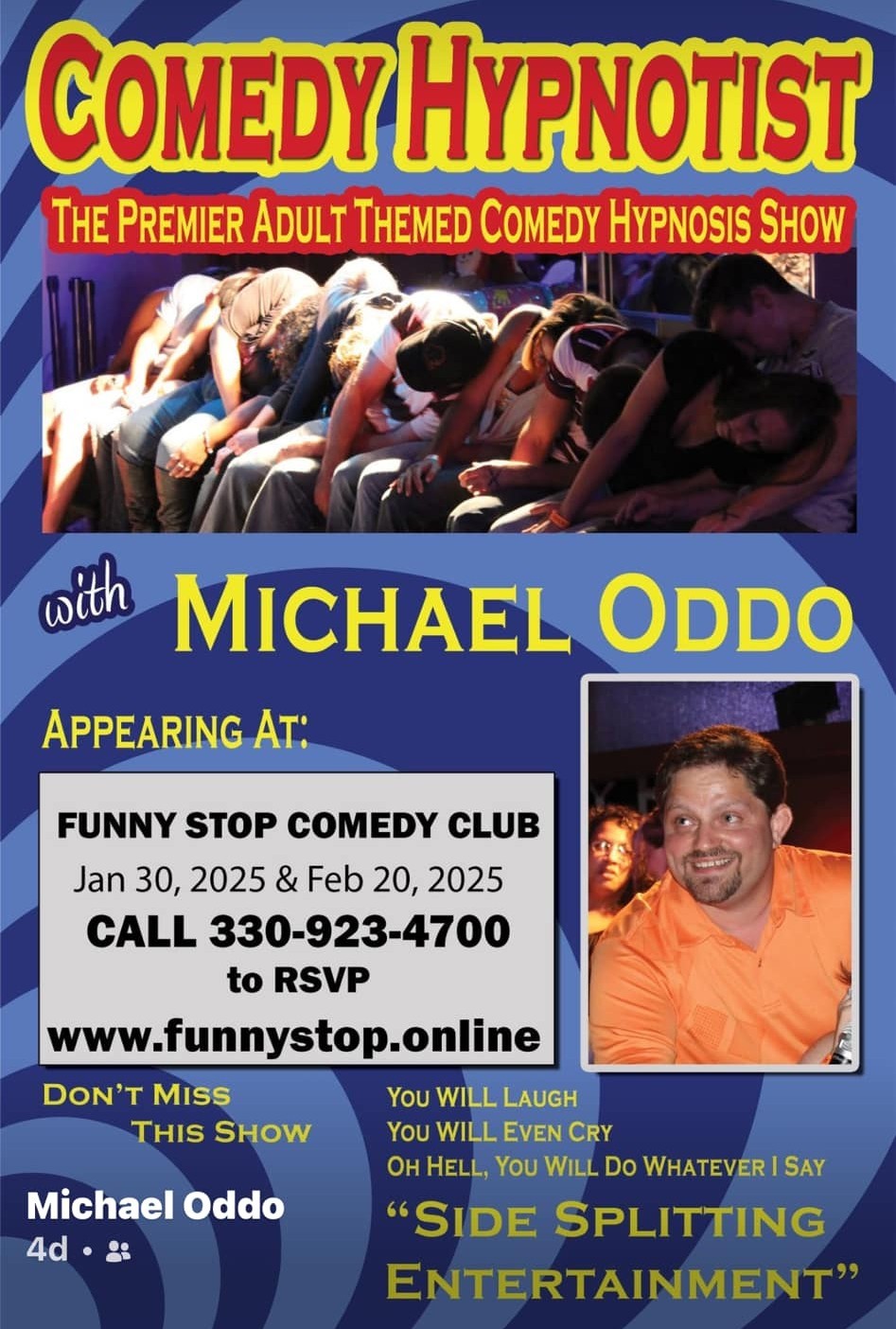 Obtenez des informations et achetez des billets pourMichael Oddo - Thur. 8:00 pm Show Funny Stop Comedy Club on févr. 20, 20:00 @Funny Stop Comedy Club