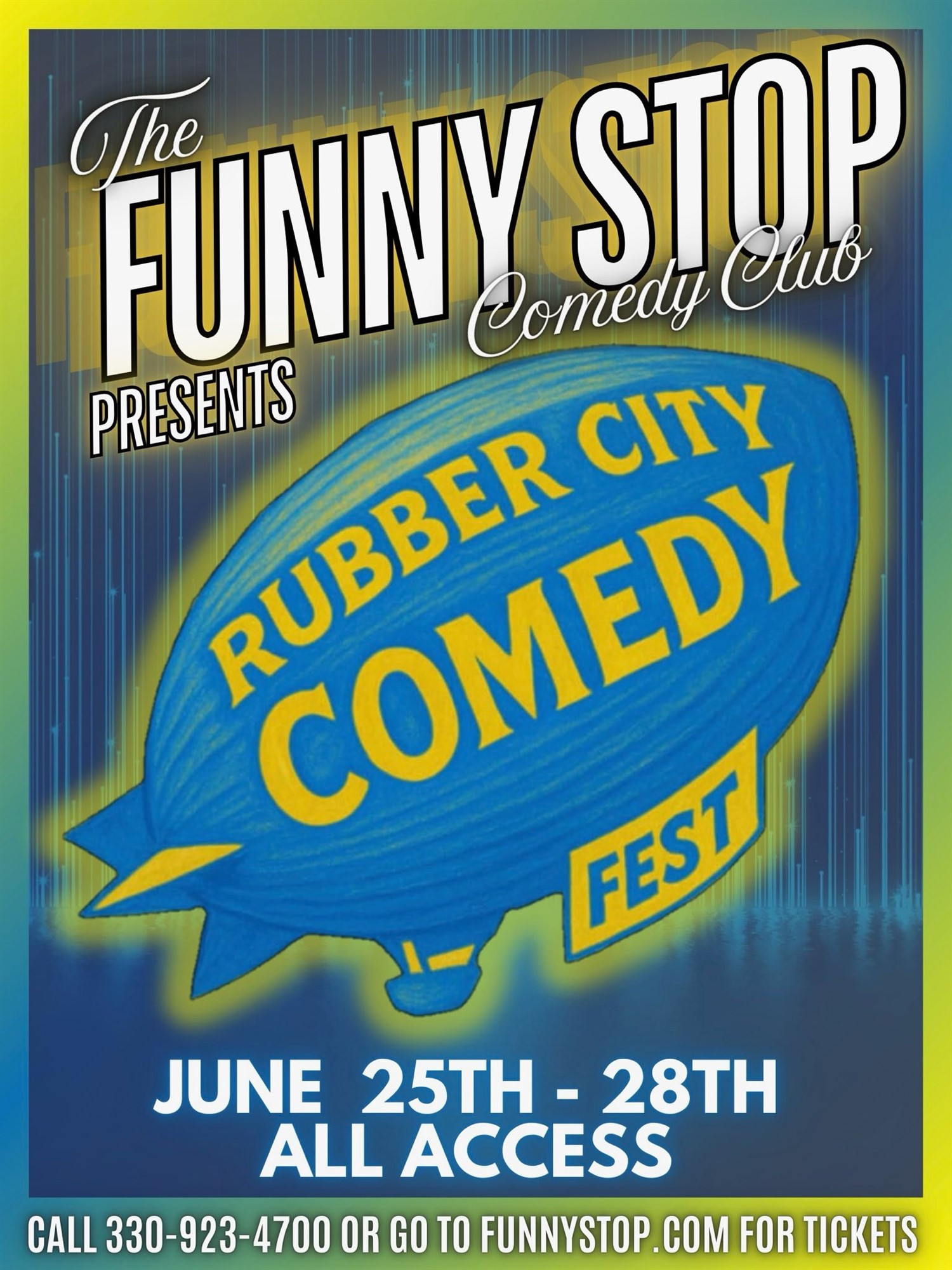 Get information & buy tickets to All Access Ticket & Festival T-Shirt | Rubber City Comedy Festival 2025 Funny Stop Comedy Club on Jun 25, 20:00 @Funny Stop Comedy Club