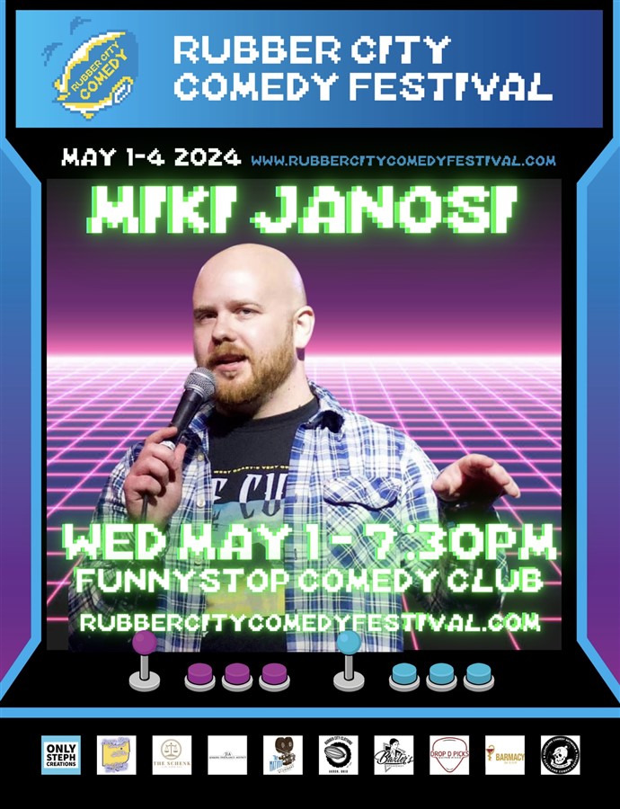 Get Information and buy tickets to Miki Janosi Headlines for Rubber City Comedy Festival Funny Stop Comedy Club on Funny Stop