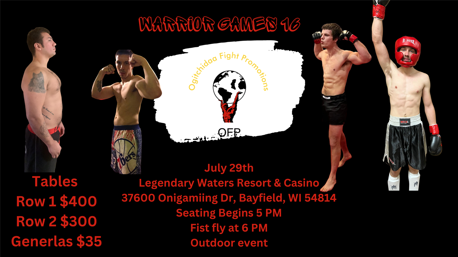 OFP: Warrior Games 16  on Jul 29, 18:00@Outdoor - Pick a seat, Buy tickets and Get information on OFP 
