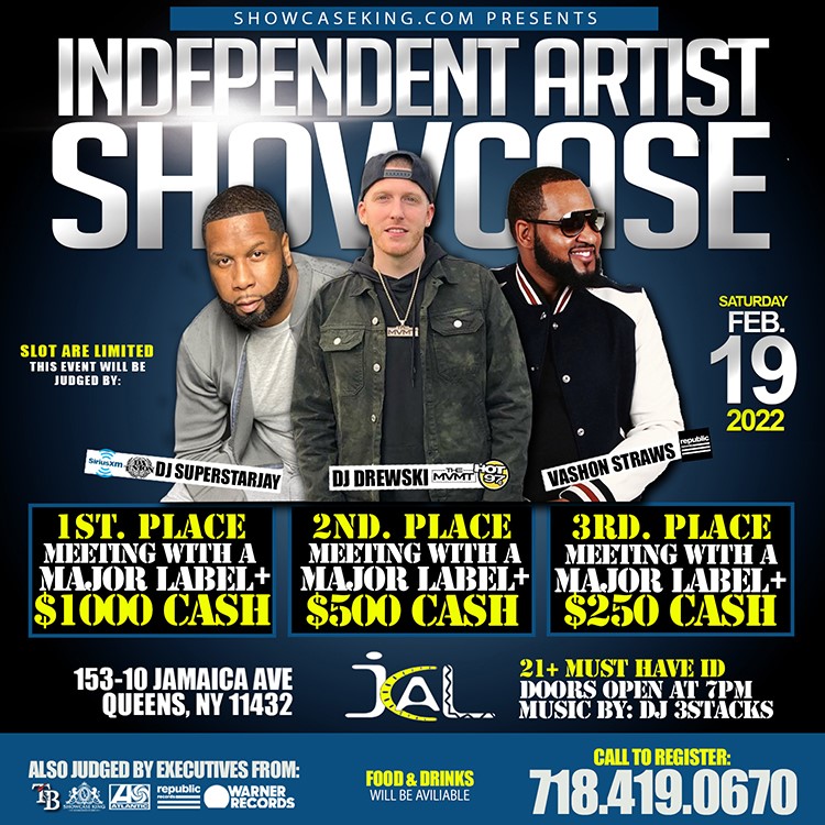 Independent Artist Showcase  on ene. 29, 19:00@Jamaica Performing Arts Center - Buy tickets and Get information on SHOWCASE KING LLC. 