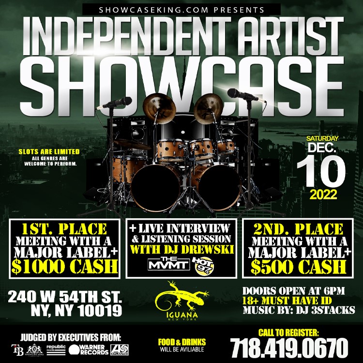 INDEPENDENT ARTIST SHOWCASE [DEC10]  on dic. 10, 18:00@IGUANA NYC - Buy tickets and Get information on SHOWCASE KING LLC. 