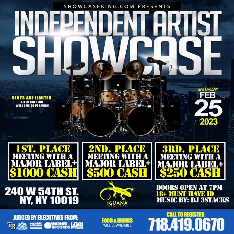 Independent Artist Showcase [Feb25]  on Feb 25, 19:00@IGUANA NYC - Buy tickets and Get information on SHOWCASE KING LLC. 