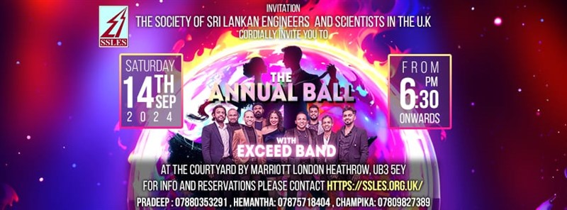 Get Information and buy tickets to SSLES UK ANNUAL BALL Society of Sri Lankan Engineers and Scientists in the UK on Roxsel Tickets